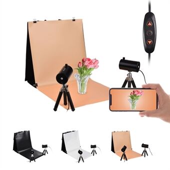 NICEFOTO 40x40 cm/16x16 inch draagbare klaptafel fotografie licht frame set met opvouwbare lichtbak + 2 verstelbare LED-lampjes + 2 mini statieven + 3 achtergronden + 4 achtergrond clips fotografische accessoires