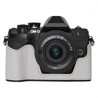 Voor Olympus OM-D E-M10 Mark IV Cameratas Batterij Opening Palm Textuur PU Leren Half Body Onderkant Cover