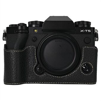 Voor Fujifilm X-T5 Cameratas Grote Uitsparing Litchi Textuur PU Leren Beschermhoes