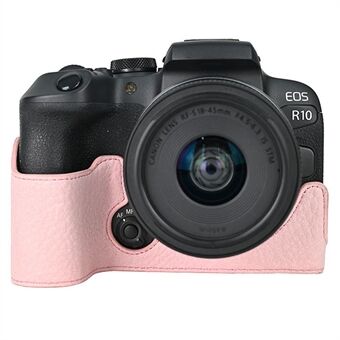 Voor Canon EOS R10 Cameratas Grote Uitsparing Litchi Textuur PU Leren Beschermhoes