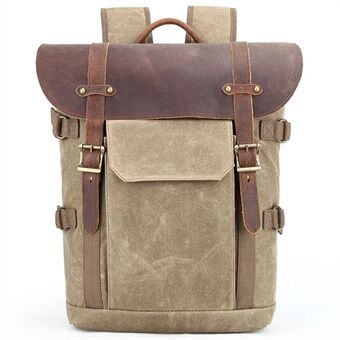 3033 Outdoor Travel Fotografie Tas Statief Vervoerende Gewaxte Canvas Rugzak voor 15-inch Laptop