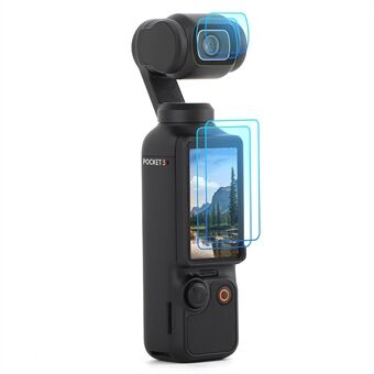 SUNNYLIFE OP3-BHM717 2 stuks Gehard Glas Schermbeveiliging + 2 stuks Lens Film voor DJI Osmo Pocket 3 handheld camera.