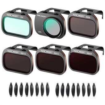 K&F CONCEPT SKU.1905 6-delige Filterset voor DJI Mavic Mini / Mavic Mini 2 / Mini SE ND8 / 16 / 32 / CPL / UV Filters met 16 Stuks Droneschroefbladen