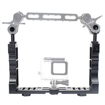 KF22567 voor GoPro Xiaoyi Yi CNC aluminium beugel met dubbele handgreep Verstelbare Stand voor invullicht duikuitrusting: