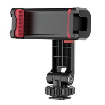 ST-06S Universal Camera Dual Cold Shoe Adapter Telefoon Mount Klem 360-graden Rotatie Houder Smartphone Clip