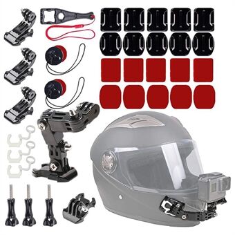 Voor GoPro Hero 9 / 10 / 11 / 12 Motorfiets Fiets Helm Bevestigingskit, 34-delige Set Compatibel met Sjcam, Xiaoyi, DJI