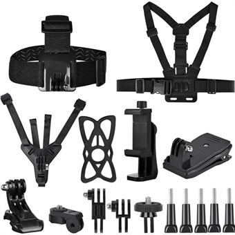 11-in-1 Voor GoPro Action Camera Accessoires Kit Hoofd Borstband Kin Beugel Telefoonhouder Set