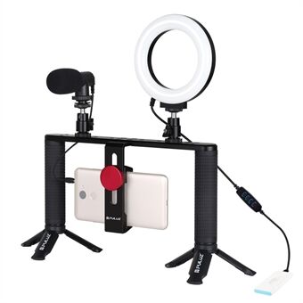 PULUZ PKT3028 Mobiele telefoon aluminium kooi frame set met Ring Mini stand voor livestreaming compatibel met 45-93 eenheden