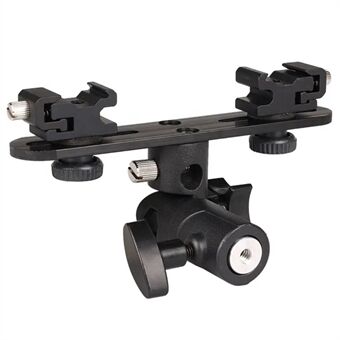 E006 E-Type Camera Soft Light Mount Dual Hot Shoe Flash Bracket Aluminium Light Stand Adapter Holder