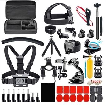 55-in-1 accessoireset met riemen, selfiestick, statief, cameratas voor GoPro, DJI Osmo, SJCAM, AKASO-actiecamera-onderdelen