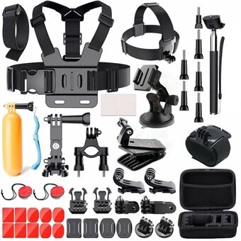 49-in-1 Universal accessoireset voor GoPro-actiecamera-onderdelen met cameratas, selfiestick, riemen