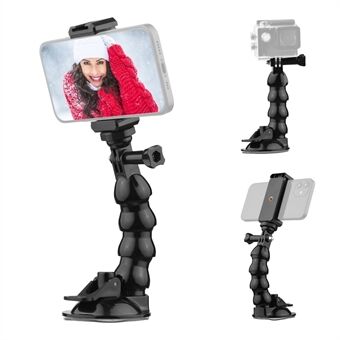 16 cm / 6,3 inch flexibele zuignap gemonteerde telefoonstandaard voor op de voorruit 360 graden draaibare telefoonhouder met 1/4 inch bankschroef voor Stand