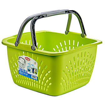 Opbergmand 18 liter 39 x 39 x 21,5 cm groen/grijs